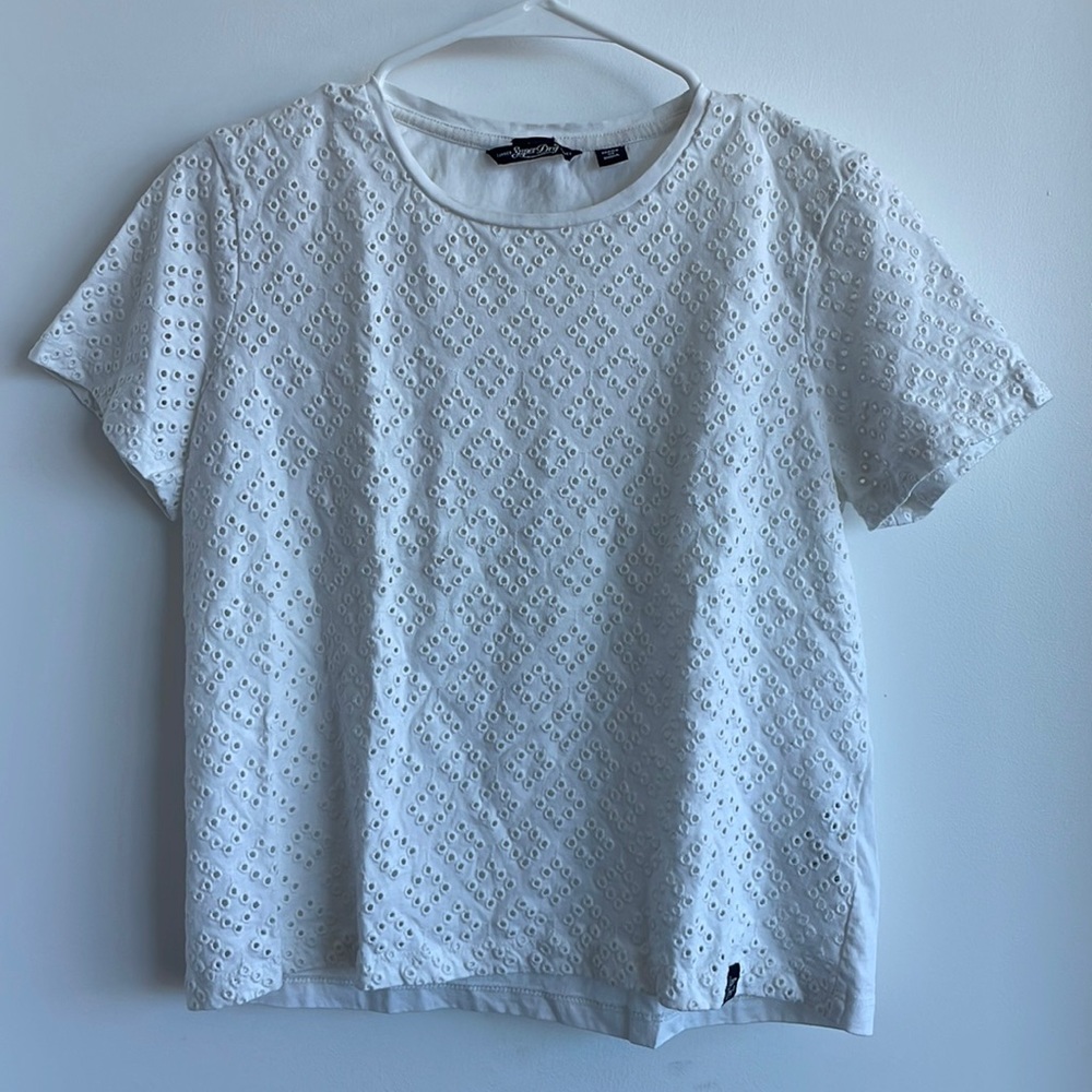 White eyelet shirt